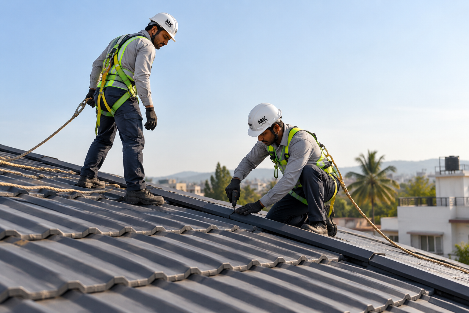 UPVC roofing sheets installed on an Indian residential and industrial building